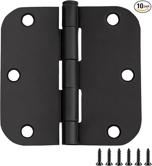 Design House Door Frame Hinges, Water-Resistant, Pre-Lubricated, For Left or Right-Handed Doors, Matte Black, 10-Pack, 3.5 in. L x 3.5 in. W x 0.125 in. D, 188912