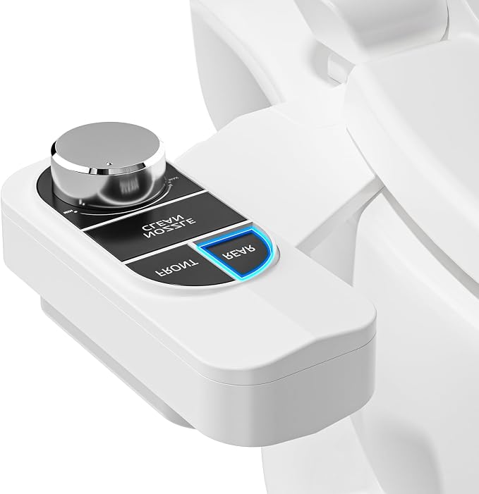 SAMODRA Non-Electric Bidet Attachment for Toilet – Self-Cleaning Dual Nozzle (Frontal & Rear Wash), Adjustable Water Pressure, Fits Most Toilets, Easy Installation (Classic Black/Silver)