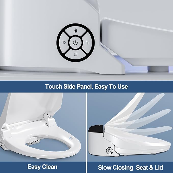 Combier Electric Bidet Toilet Seat Elongated, Wash Dry Soft Close Remote | Heated Warm Water Spray, Self-Clean Nozzle, Warm Air Drying, Silent Soft Close Lid, Ideal for Home & Hotel Bathroom Use