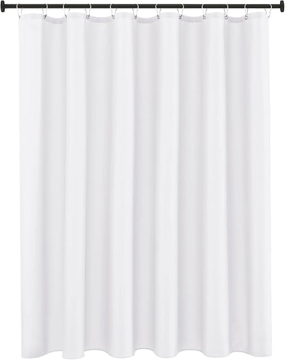 Biscaynebay Fabric Shower Curtain Liner 72x72 Inch-White Waterproof Bathroom Curtains-Hotel Quality Soft Soild Polyester Standard Size Shower Liners Machine Washable