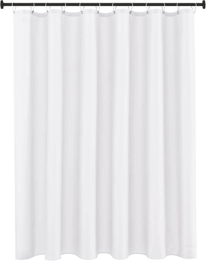Fabric Shower Curtain Liner 72x72 Inch-White Waterproof Bathroom Curtains | Hotel Quality Soft Soild Polyester Standard Size Shower Liners for Bathroom-Machine Washable Cloth Polyester Bath Curtain