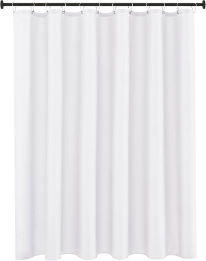 Fabric Shower Curtain Liner 72x72 Inch-White Waterproof Bathroom Curtains | Hotel Quality Soft Soild Polyester Standard Size Shower Liners for Bathroom-Machine Washable Cloth Polyester Bath Curtain