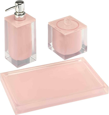 Izod - Bathroom Set, 3pc Countertop Accessories, Vanity Tray, Covered Jar & Lotion Pump, Modern Home Decor, Dorm Room Essentials (Marina Collection, Pink)