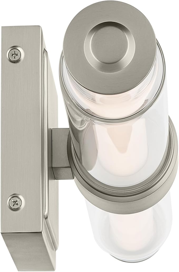 Kichler Laurene LED Bath Bar Light, Brushed Nickel | Linear vanity light with clear glass for mirrors and vanities (18.5" x 5"), 55237NILED