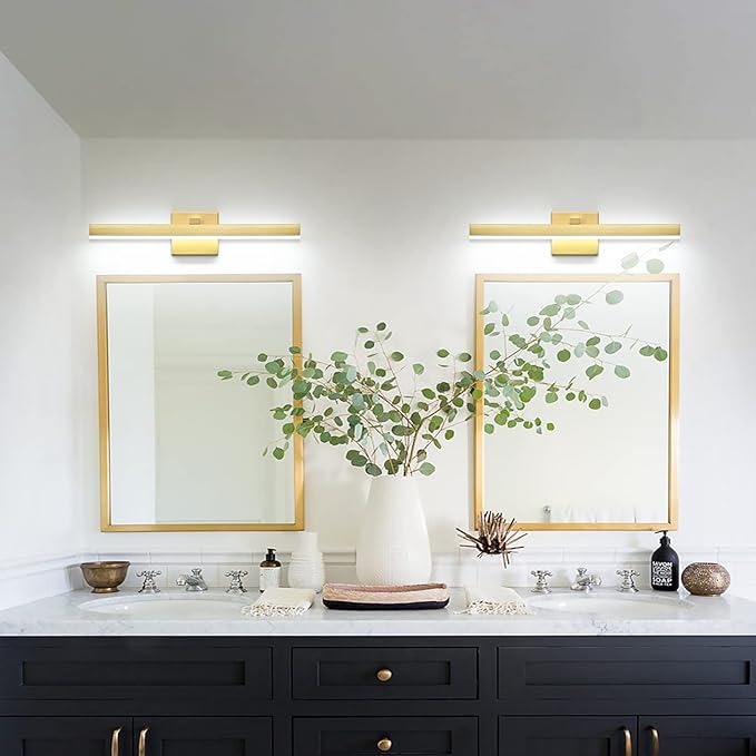 PRESDE 24inch LED Bathroom Vanity Light Modern Gold Bathroom Lights fixtures Over Mirror Dimmable Bath Wall Lighting bar