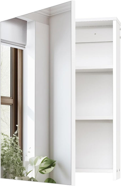 Wall-Mounted Bathroom Vanity with Mirror, Medicine Cabinet with Storage Function, Hanging Storage Cabinet, Adjustable Shelves, White