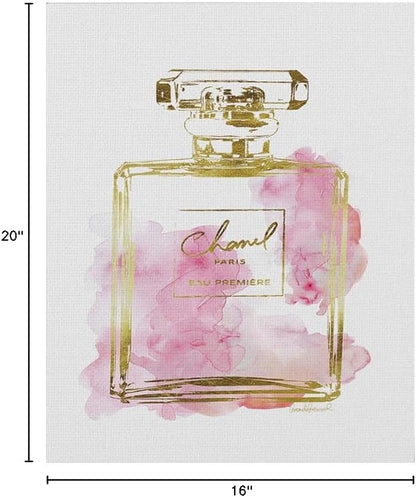 Stupell Industries Glam Perfume Bottle Gold Pink Stretched Canvas Wall Art, Proudly Made in USA for Living Room | Stupell Industries | 16 x 20 Inches, Easy to Hang and Sturdy, Made in USA, by Amanda Greenwood