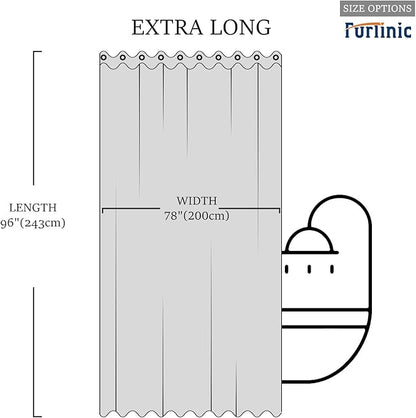 Furlinic No Hook Extra Long Shower Curtain 96 Length,Wahable Fabric Bathroom Curtains with 10 Plastic Built-in Grommets,Hotel Quality Waterproof,Pink,78x96 Inch.