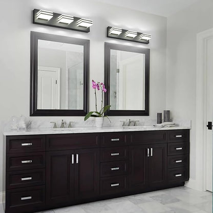 Black Vanity Lights 3 Light Bar Light for Bathroom 20 Inch Mirror Light Fixtures Black Bath Lamps above Mirror 18W Vanity Sconces Modern Bathroom Sink Lights Acrylic Wall Lighting for Restroom