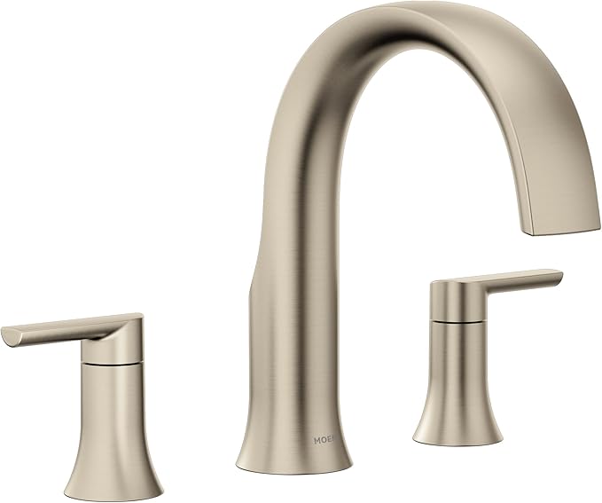 Moen TS983BN Doux Two-Handle Roman Tub Faucet, Valve Required, Brushed Nickel