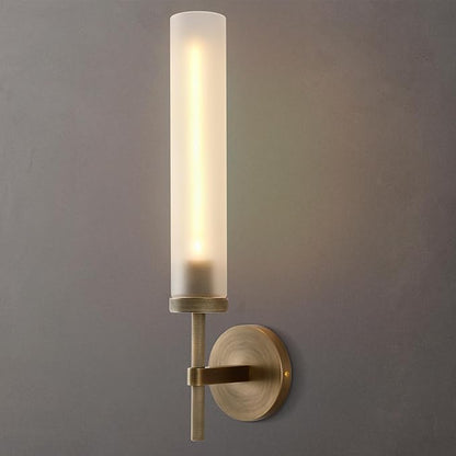 Modern Hardwired Frosted Glass Bathroom Wall Sconces, Handmade Knurled Brass Wall Light Fixture,Modern Vanity Light for Living Room,Hallway, Bedroom, 20" Indoor Wall Lamp, Bulb Included