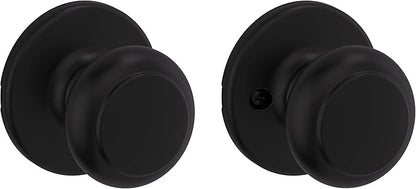 Kwikset Cove Interior Passage Door Knob, Handle for Closet and Hallway Doors, Non-Locking Doorknob, Matte Black (Pack of 4)