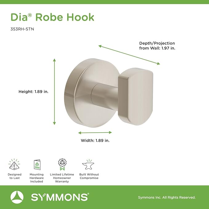 Symmons 35AC4BUNDLESTN Dia 4-Piece Wall-Mounted Bathroom Hardware Set in Satin Nickel