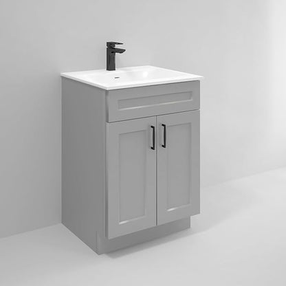 Bathroom Vanity Sink Base Ready-to-Assemble Bathroom Cabinet 24"/30'/36" Width (Vanity Base in Light Grey Shaker, 24 inch)