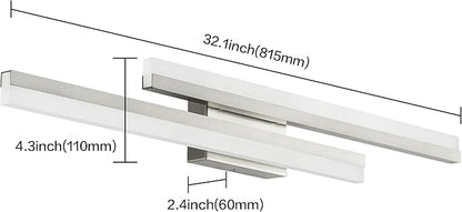 PRESDE 32 Inch LED Bathroom Vanity Light Bar, Modern Brushed Nickel Wall Lighting Fixture Over Mirror 3CCT