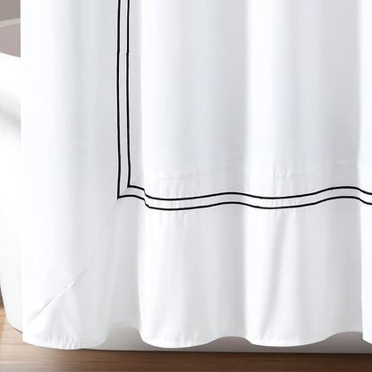 Lush Decor Hotel Collection Shower Curtain Single 72" W x 72" L White & Black - White Shower Curtains for Bathroom - Bathroom Curtain - Modern Decor