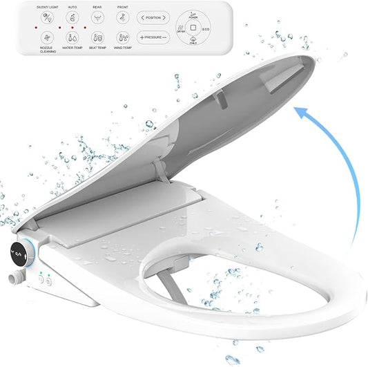 iliD Smart Max Bidet Toilet Seat, Electric Elongated Ecoseat with Four Cleaning Modes, Auto Open/Close, Wider Seat, Ultra Slim, Female Wash and Rear Wash