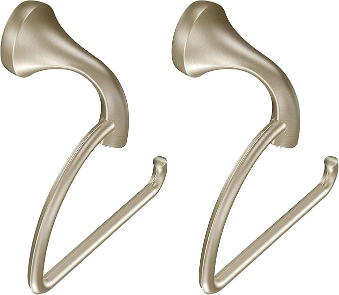 Moen Eva Brushed Nickel European Single Post Toilet Paper Holder, Wall Mounted Toilet Tissue Holder, YB2808BN (Pack of 2)