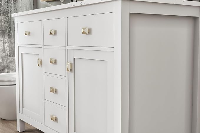 Artemis 48 in. White Double Sink Bath Vanity with Engineered Top and Undermount Porcelain Sinks