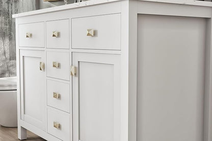 Artemis 48 in. White Double Sink Bath Vanity with Engineered Top and Undermount Porcelain Sinks