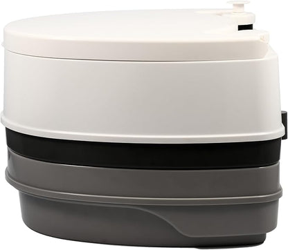 Camco RV Premium Travel Toilet - Features a 5.3-Gallon Detachable Holding Tank, Pump Flush Design & Spring-Loaded Latch (41535)