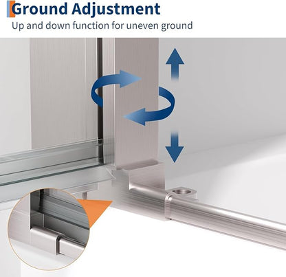 Pivot Shower Door 72"x34"– Aluminum Frame with 6mm Tempered Glass, Single-Hinge Design, Easy-Clean Coating, Brushed Nickel