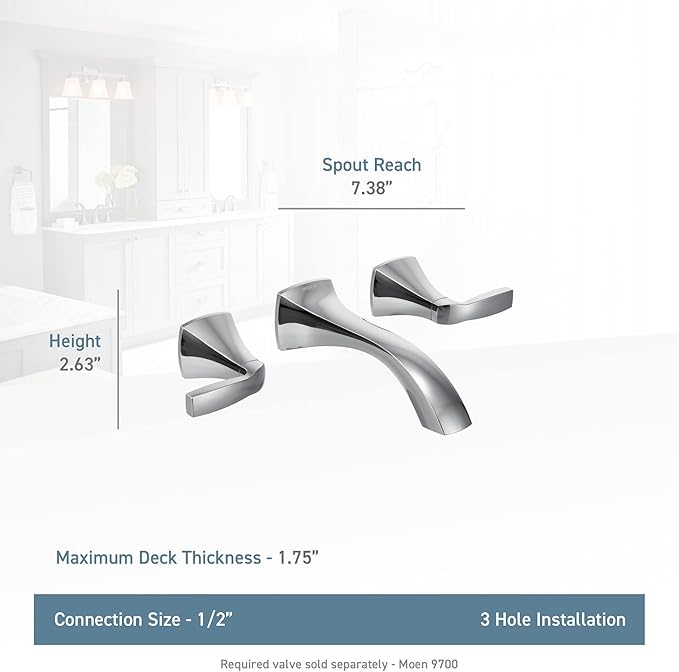 Moen Voss Oil Rubbed Bronze Two-Handle Wall Mount Bathroom Faucet Trim Kit, Valve Required, T6906ORB