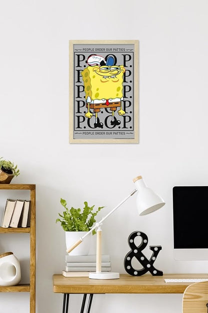 Trends International Nickelodeon Spongebob - P.O.O.P. Wall Poster, 22.4L x 14.7W, Blonde Framed Version