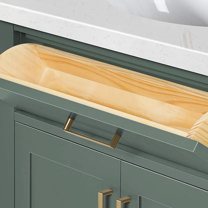 ARIEL Hepburn 66 Inch Double Oval Sink Bathroom Vanity with Carrara White Quartz Countertop 1.5 Inch in Vintage Green