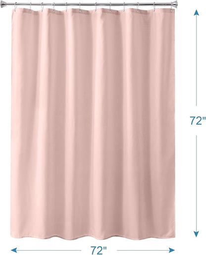 Amazer Blush Pink Shower Liner Cloth Waterproof, Soft Blush Pink Shower Curtain Liner Fabric with Weighted Stones, Washable Shower Curtain and Liner 2-in-1, 12 Grommet Holes, 72 x 72 Inches