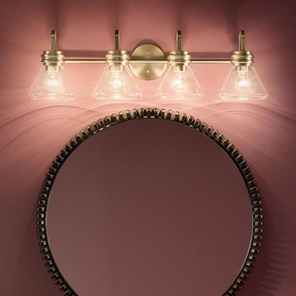 Kichler Farum 34" 4-Light Vanity Light with Clear Glass in Champagne Bronze, for Single or Double Vanity, Oveer a Mirror, Powder Room, Bathroom, (34" W x 9.5" H), 55156CPZCLR