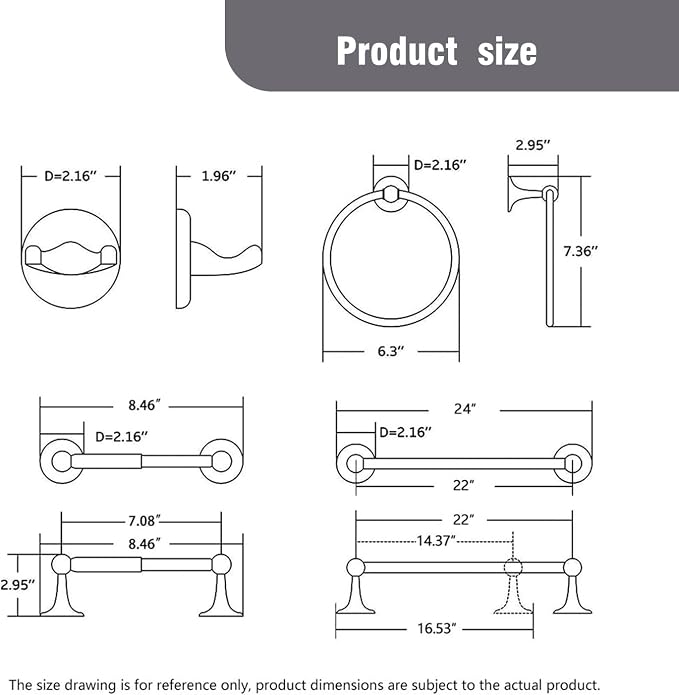 Classic Bathroom Hardware 4-piece Set,Oil-Rubbed Bronze | Wall Mounted,Stainless Steel and Zinc material,Including Towel Bar,Towel Ring,Toilet Paper Holder,Robe Hook