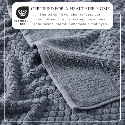Great Bay Home Bath Towels - 100% Cotton 6 Piece Bath Sheet Set - Diamond Waffle Weave - Absorbent, Durable, Quick-Dry Towels for Bathroom (Blue)