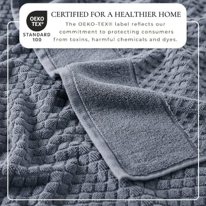 Great Bay Home Bath Towels - 100% Cotton 6 Piece Bath Sheet Set - Diamond Waffle Weave - Absorbent, Durable, Quick-Dry Towels for Bathroom (Blue)
