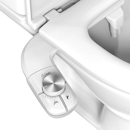 Non-Electric Bidet Attachment, Self-Clean Dual Nozzles, Adjustable Pressure | Ultra Slim Intuitive One-Touch, Retractable Nozzle Structure, Cold Water Rear & Feminine Washing Modes, Stainless Steel Iniet