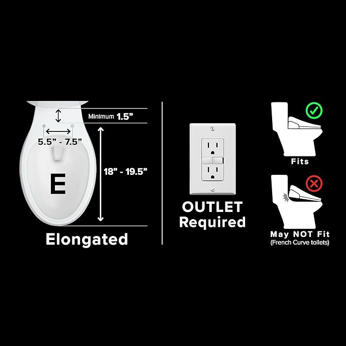 SmartBidet® SB-3000 Electric Smart Bidet Toilet Seat for Elongated Toilets with Remote Control with Screen, Unlimited & On Demand Warm Water