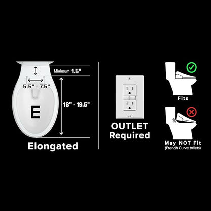 SmartBidet® SB-3000 Electric Smart Bidet Toilet Seat for Elongated Toilets with Remote Control with Screen, Unlimited & On Demand Warm Water