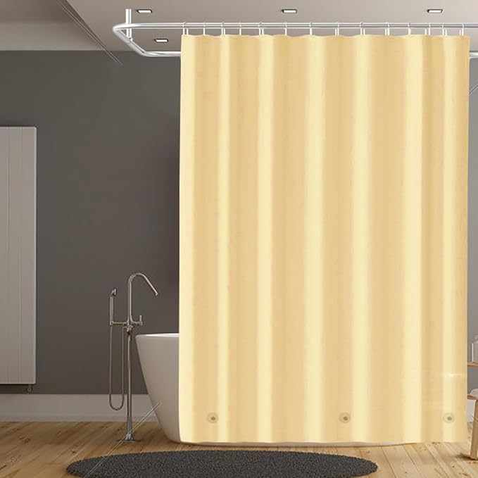 Beige Shower Curtain Liner, 4G PEVA Shower Liner, Plastic Peva Waterproof Shower Curtains, 72x72 inch with Grommet Holes 3 Magnetic Weights
