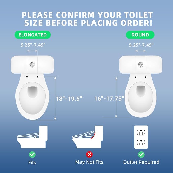 Electric Bidet Toilet Seat Elongated – Heated Seat, Warm Water & Dryer | Wireless Remote & Side Knob Dual Control, Self-Cleaning Nozzle, Slow-Close Lid, LED Display, Night Light, Easy DIY Install