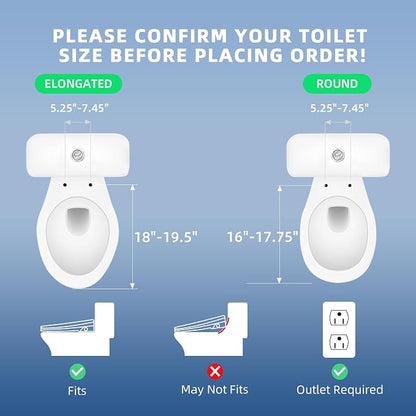 Electric Bidet Toilet Seat Elongated – Heated Seat, Warm Water & Dryer | Wireless Remote & Side Knob Dual Control, Self-Cleaning Nozzle, Slow-Close Lid, LED Display, Night Light, Easy DIY Install