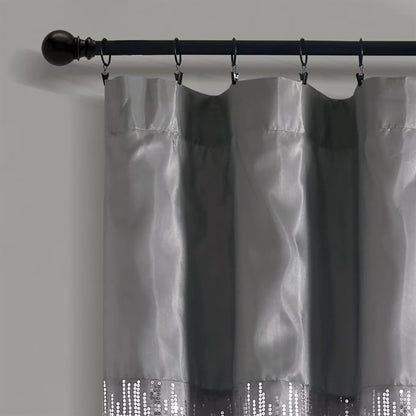 Lush Decor Night Sky Window Curtain Panel, Single 100"W x 84"L Gray & White - Sequin Backdrop Curtain - Extra Wide Curtains - Sliding Door Curtain