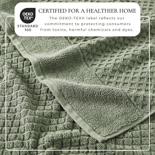 Great Bay Home Hand Towels - 100% Cotton 6 Pack 26x16 Hand Towel Set - Absorbent, Durable, Quick-Dry Towels for Bathroom (Eucalyptus)