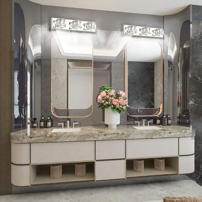 Aipsun 3 Lights Crystal Vanity Lights Over Mirror Modern LED Vanity Lights for Bathroom Vanity Lighting Fixtures(White Lights)