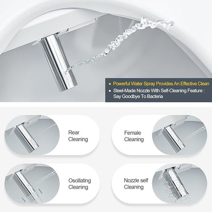 ZMJH Bidet Toilet Seat, Electric Smart Heated Seat with Slow Closes, Vortex Wash, Warm Dryer, Rear and Front Wash, Warm Water, Remote Control, and Night Light, White, A102S-W (Elongated)