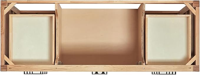 ARIEL Cambridge 60-inch Bathroom Vanity Base Cabinet,Solid Wood, 2 Soft Closing Doors, 9 Dovetail Drawers, White Oak