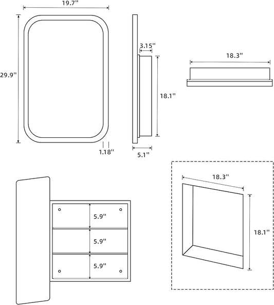 Casaphoria 30" H x 20" W Bathroom Medicine Cabinet with Mirror, Metal Frame Wall Medicine Cabinets Mirrors, Wall Mirror Cabinet, Green
