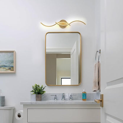 EDISLIVE 24 Inch Gold LED Vanity Light, 15W Dimmable Modern Wall Sconce, 3000K Warm White Linear Fixture with Acrylic Strip Shade for Bathroom Mirror Bedroom Makeup