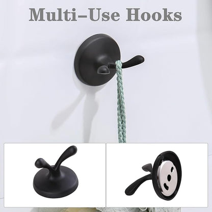 4 Piece Antique Bathroom Hardware Accessories Set Matte Black,24 Inch Towel Bar Set,Towel Rack Set,Bathroom Towel Holder Set