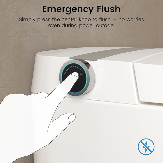 DA80 Smart Toilet with Bidet, One Piece Bidet Toilet with Water Tank & Pump, Elongated Heated Seat, 1.06 GPF Auto Flush, Warm Water, Remote Control, Foot Kick Blackout Flush Deodorization