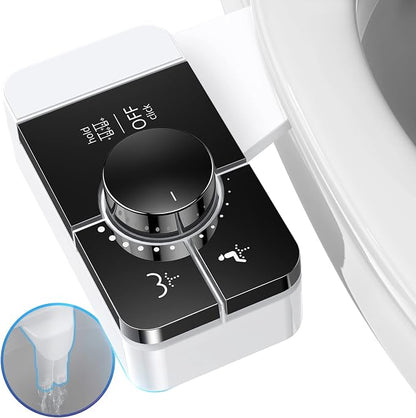 Bidet Attachment for Toilet, Ultra-Slim, Self Cleaning, Dual Nozzle, Feminine & Posterior Wash, Fresh Cold Water Sprayer, for Existing Toilets Seat, Baday Beday Badette Bedette, Black
